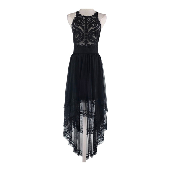 Whimsygoth Bebe Black Lace Hi-Lo Tulle Cocktail Dress Women’s 4 Sheer Party $159 - Picture 1 of 15